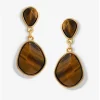 Jon Richard Gold Plated Tigers Eye Pear Drop Earrings