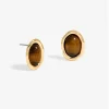 Jon Richard Gold Plated Tigers Eye Oval Stud Earrings