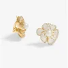 Jon Richard Gold Plated White Floral Clip Earrings