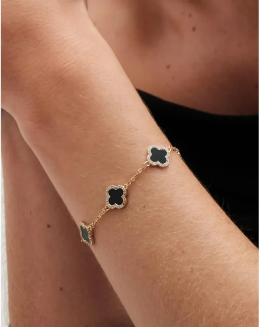 Jon Richard Jet Enamel Clover Bracelet