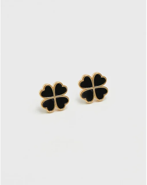 Jon Richard Jet Enamel Clover Studs