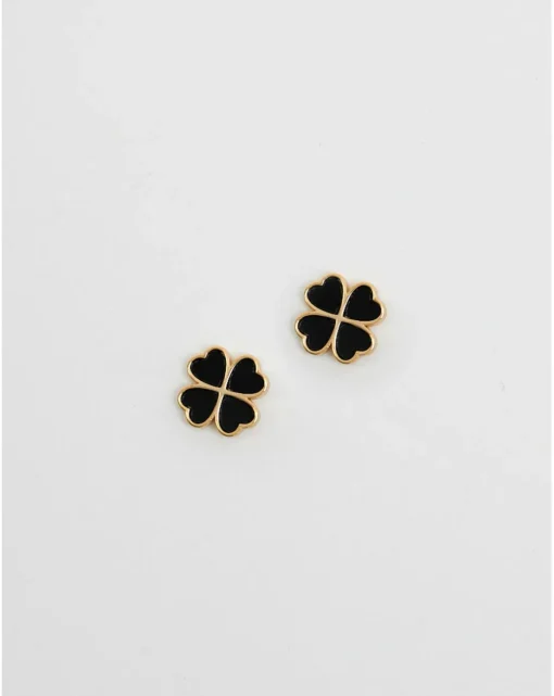 Jon Richard Jet Enamel Clover Studs