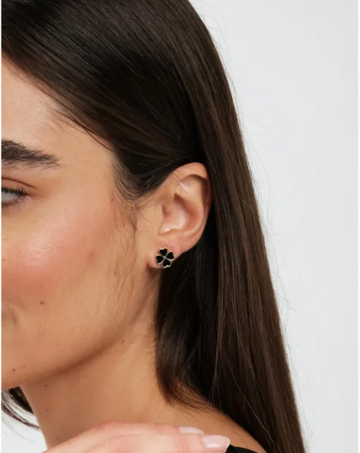 Jon Richard Jet Enamel Clover Studs
