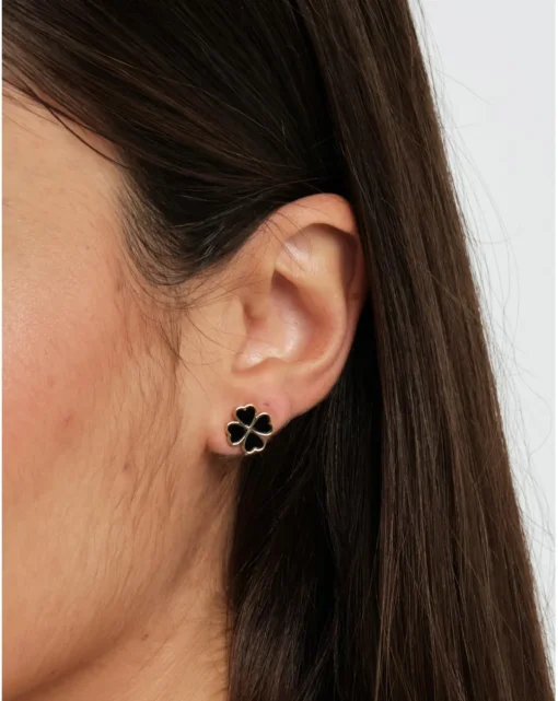 Jon Richard Jet Enamel Clover Studs
