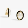 Jon Richard Pearl And Jet Enamel Pearl Clip Earrings