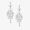Jon Richard Rhodium Plated Cubic Zirconia Floral Statement Earrings