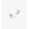 Jon Richard Rhodium Plated Cubic Zirconia Heart Stud Earrings