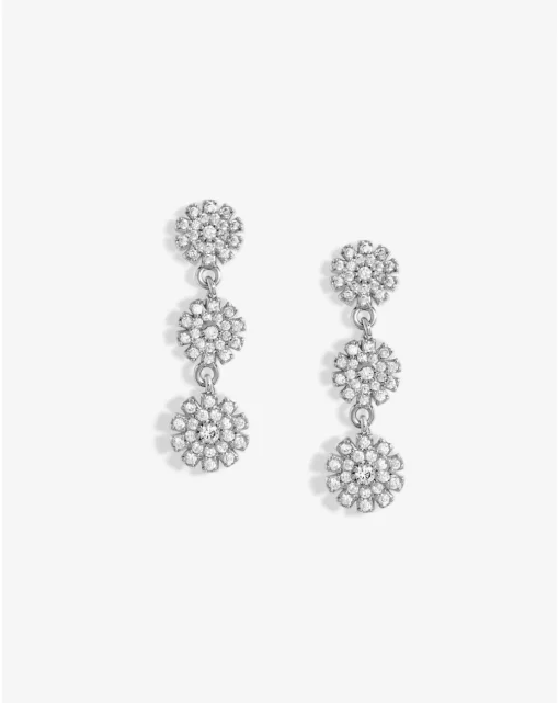 Jon Richard Rhodium Plated Cubic Zirconia Mini Flower Drop Earrings