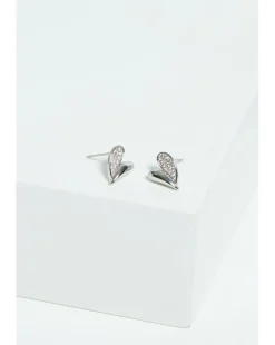 Jon Richard Rhodium Plated Cubic Zirconia Heart Stud Earrings