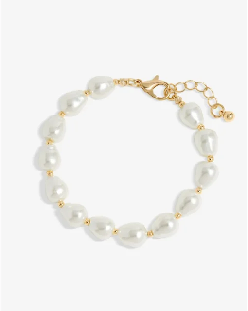 Jon Richard Semi Precious Pearl And Gold Bead Bracelet