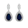 Jon Richard Silver Plated Cubic Zirconia Sapphire Pear Earrings - Gift Boxed