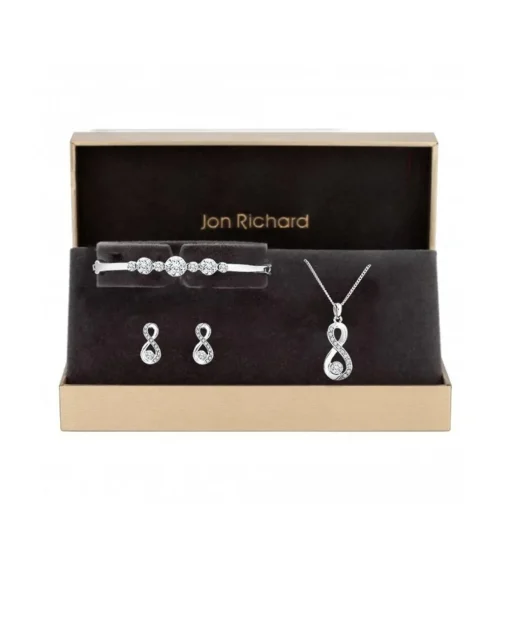 Jon Richard Silver Plated Crystal Infinity Jewellery Set - Gift Boxed