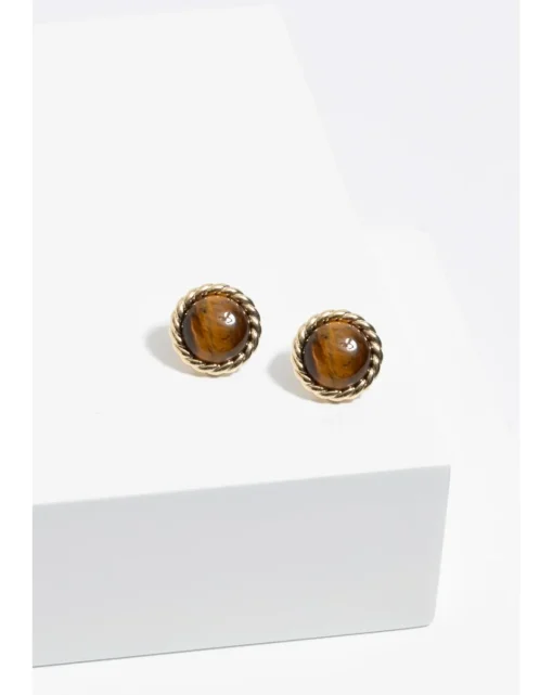 Jon Richard Tigers Eye Clip Earrings