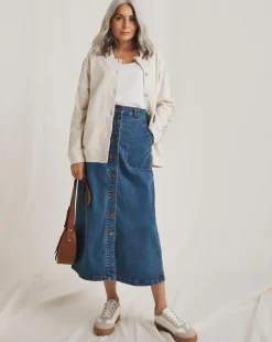 Julipa Button Down Denim Skirt