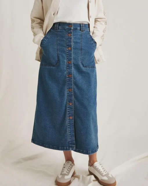 Julipa Button Down Denim Skirt