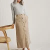 Julipa Button Down Stretch Cord Skirt