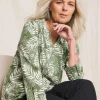 Julipa Button Front Cotton Pintuck Top