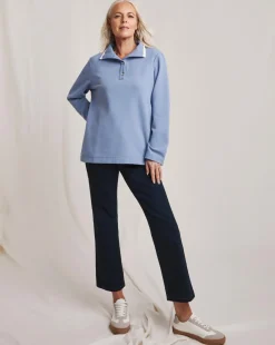 Julipa Button Neck Cotton Sweatshirt