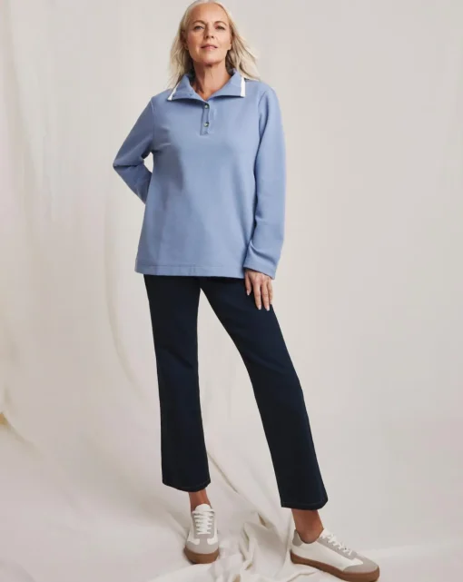Julipa Button Neck Cotton Sweatshirt