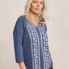 Julipa Embroidered Notch Neck Top