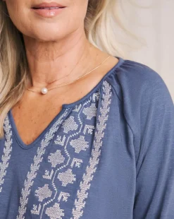 Julipa Embroidered Notch Neck Top