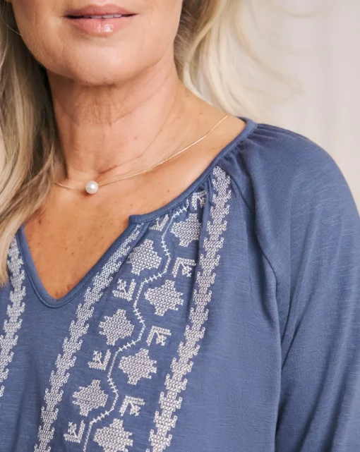 Julipa Embroidered Notch Neck Top