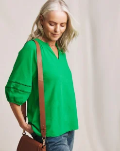 Julipa Linen Mix Jersey Lace Trim Top