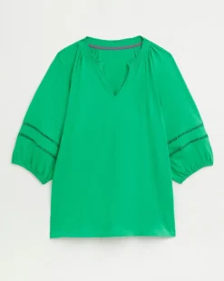 Julipa Linen Mix Jersey Lace Trim Top