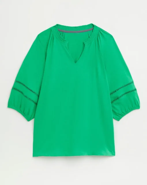 Julipa Linen Mix Jersey Lace Trim Top