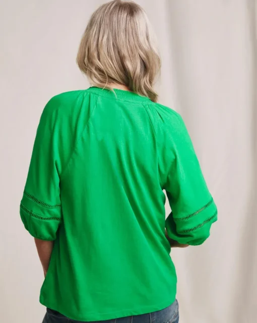 Julipa Linen Mix Jersey Lace Trim Top
