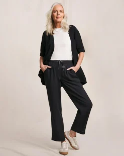 Julipa Navy Tapered Linen Trousers