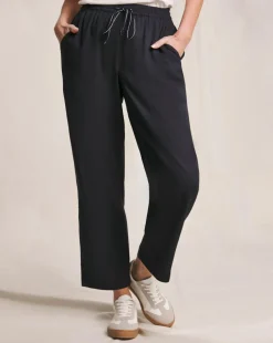 Julipa Navy Tapered Linen Trousers