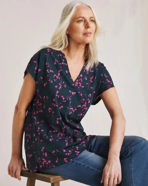 Julipa Notch Neck Cotton T-Shirt