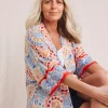 Julipa Printed Embroidered Crinkle Kimono