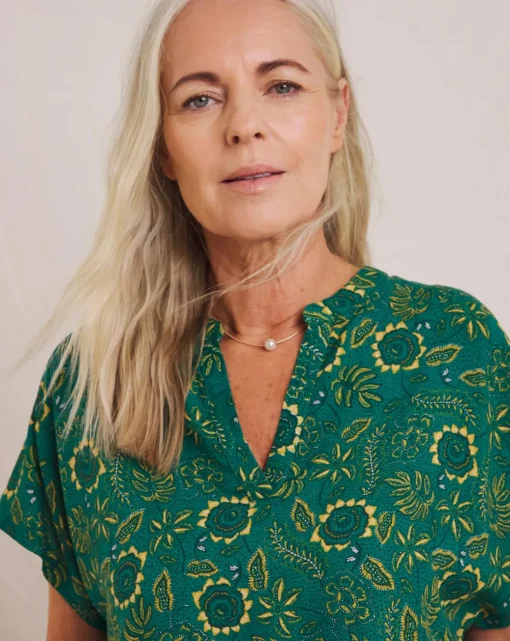 Julipa Printed Notch Neck Blouse