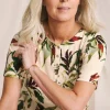 Julipa Printed Ribbed Henley Top