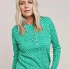 Julipa Printed Ribbed Henley Top