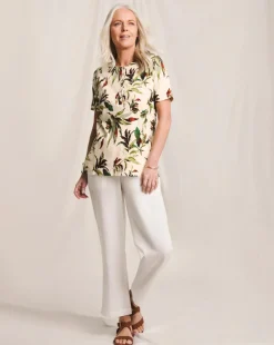 Julipa Printed Ribbed Henley Top