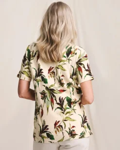 Julipa Printed Ribbed Henley Top
