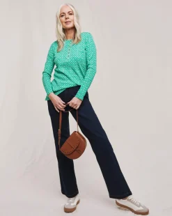 Julipa Printed Ribbed Henley Top