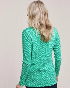 Julipa Printed Ribbed Henley Top