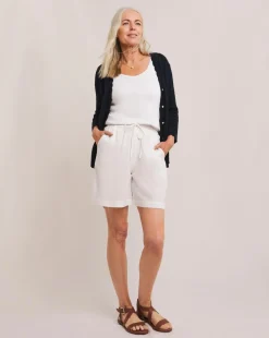 Julipa White Linen Mix Shorts
