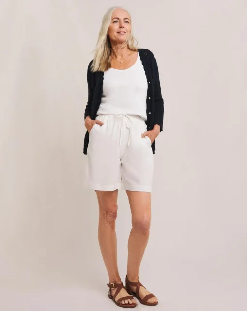 Julipa White Linen Mix Shorts