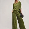 Julipa Wide Leg Crinkle Velour Trouser