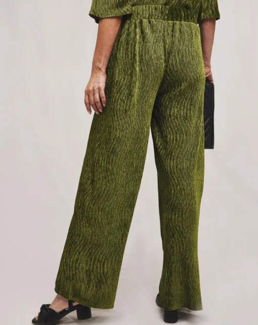 Julipa Wide Leg Crinkle Velour Trouser