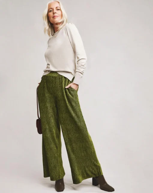 Julipa Wide Leg Crinkle Velour Trouser