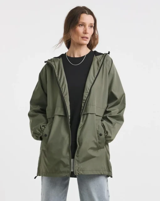 Khaki Short Lightweight Raincoat