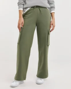 Khaki Wide Leg Cargo Joggers