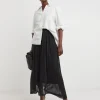Knitted Glitter Shadow Stripe Maxi Skirt