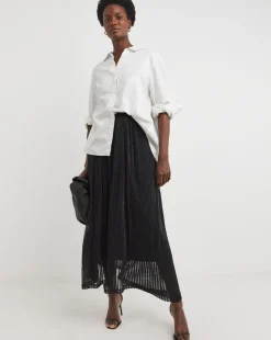Knitted Glitter Shadow Stripe Maxi Skirt